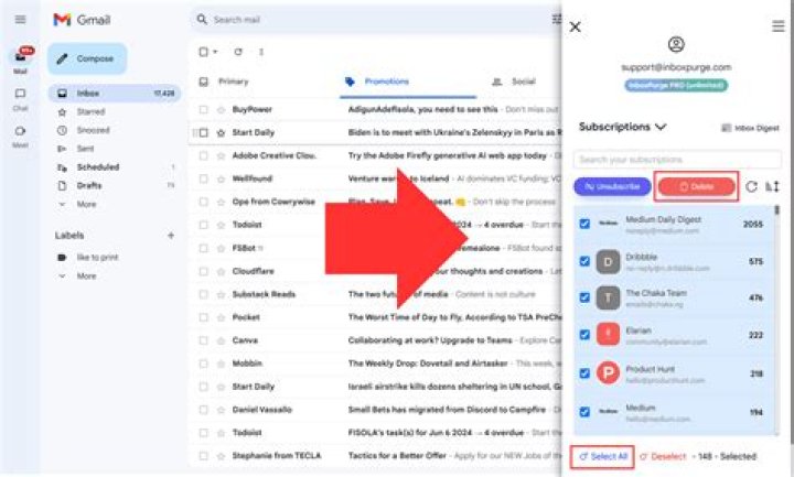 How do I delete thousands of emails at once?