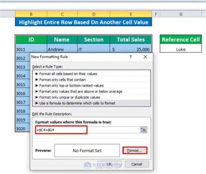 How do I format one cell based on another cell value?