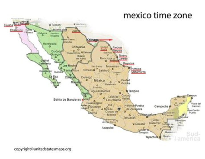 Is Mexico on the same time zone as California?