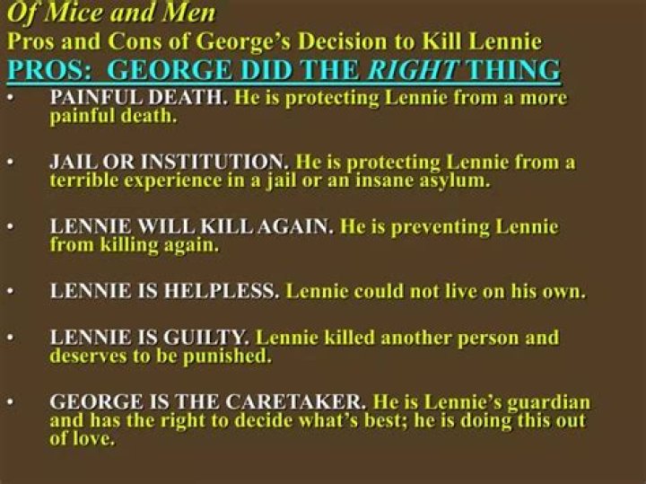 What does George say before killing Lennie?