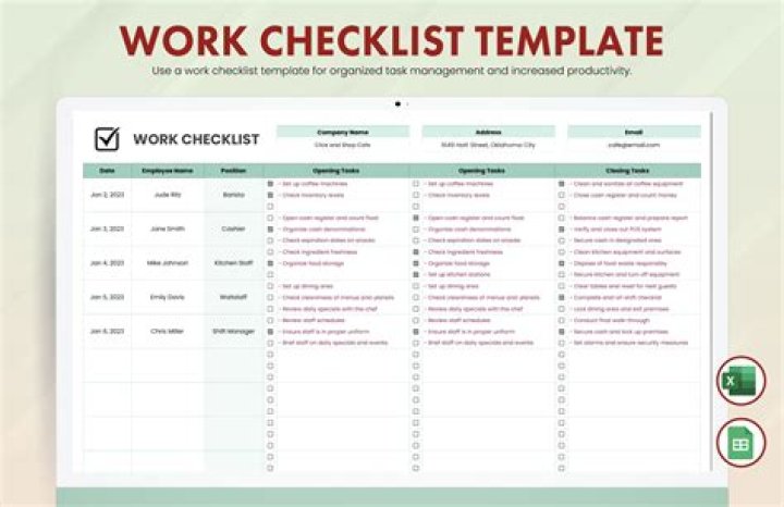 What is a kitchen job checklist?